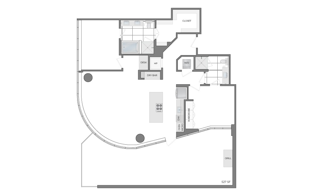 B14 - 2 bedroom floorplan layout with 2 bathrooms and 1849 square feet (2D)