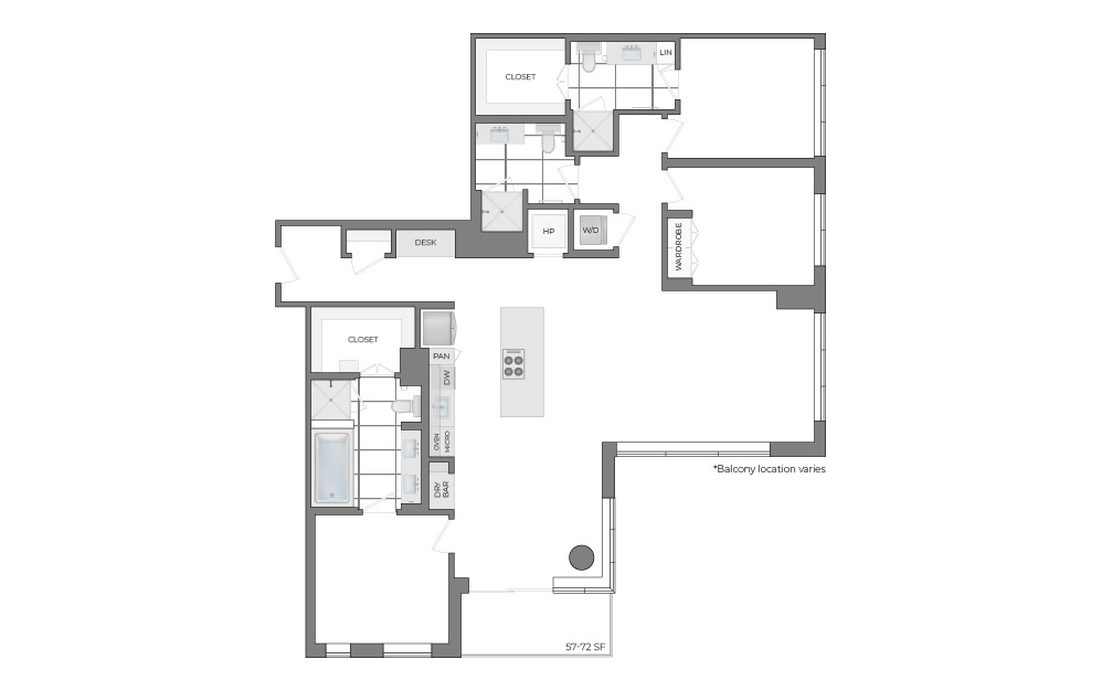 C3 - 3 bedroom floorplan layout with 3 bathrooms and 1824 - 1834 square feet (2D)