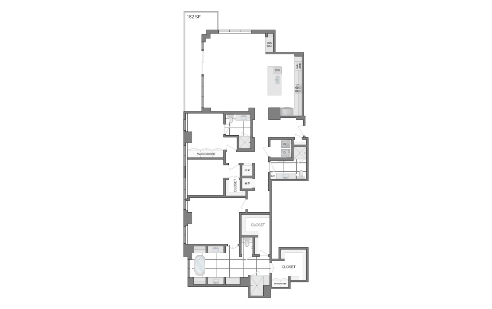 Ph03 - 3 bedroom floorplan layout with 3 bathrooms and 2309 square feet (2D)