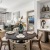 a dining room with a table and chairs