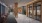 a room with glass doors